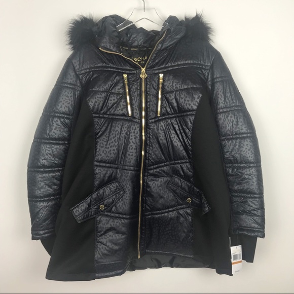 Michael Kors Animal Print Black Hooded 